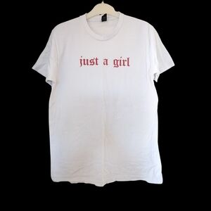 Tultex White Tee with "Just a Girl" Text - M